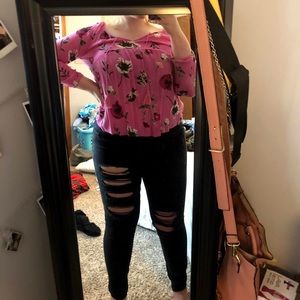 Pink Long Sleeved Floral Old Navy Top